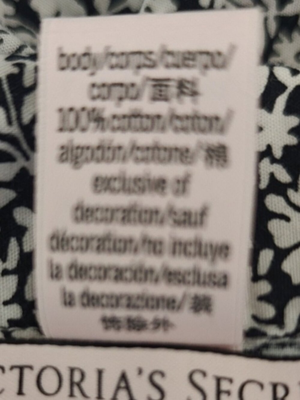 Victoria's Secret Size Large Long Cotton Pajama Set Black & White Ditsy Floral - Picture 8 of 8